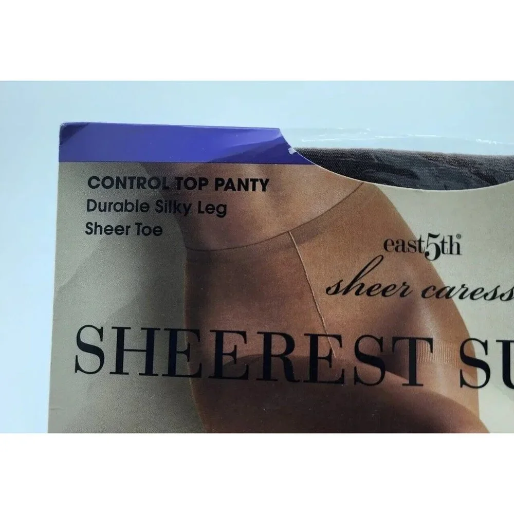 JC Penney East 5th Sheer Caress‎ Sheerest Support Pantyhose Taupe Sz Queen Short